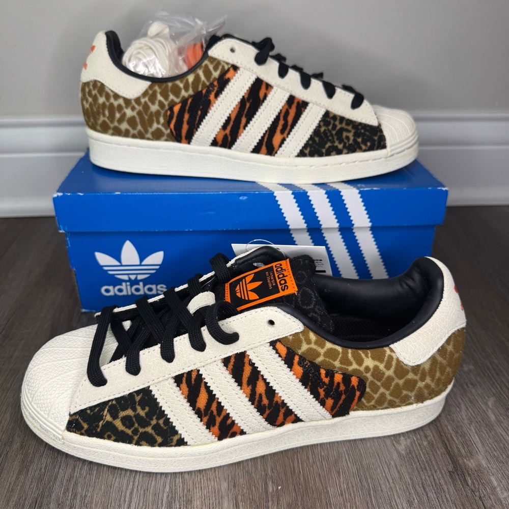 Adidas Superstar Atmos Crazy Animal Black White Orange Sneakers - Picture 3 of 12